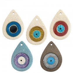 Ceramic Pendant Teardrop with Evil Eye & Enamel 68x67mm Ø4mm