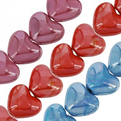 Passante Ciondolo Cuore in Ceramica Smaltata 34x22mm (Ø 5mm)