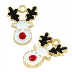 Zamak Lucky Charm Reindeer w/ Enamel 13.2x17.2mm/1.78mm