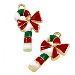 Charm en Zamak Émaillé Bonbon avec nœud 20 x 10.9 Mm/2.67 mm