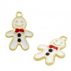 Zamak Lucky Charm Gingerbread Boy w/ Enamel 18.2x13mm/1.97mm