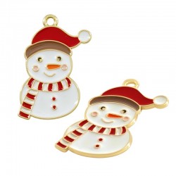 Zamak Lucky Pendant Snowman w/ Enamel 26.7x16mm/1.2mm
