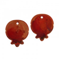 Ceramic Pendant Pomegranate w/ Enamel 44x50mm