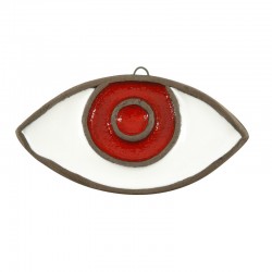 Ciondolo in Ceramica Grezza Smaltata Occhio Portafortuna 91x18mm