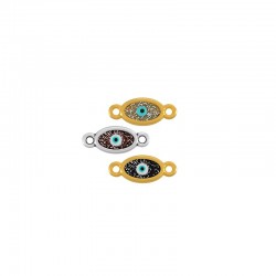 Zamak Connector Oval w/ Evil Eye & Enamel 10x6mm