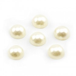 Cabochon rond à dos plat en ABS Nacré Blanc 6 mm