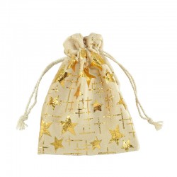 Christmas Pouch Bag w/ Stars 12x15cm
