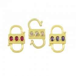 Fermoir en Laiton Zircon avec Médaillon 23 x 14 mm