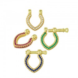 Brass Clasp w/ Zircon 15x18mm