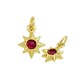 Zircon Brass Charm Sun Star 10x8mm