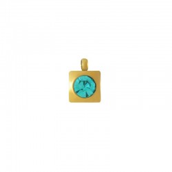 Stainless Steel 316 Charm Square w/ Light Blue Crystal 6mm