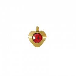 Stainless Steel 316 Charm Heart w/ Red Crystal 8mm