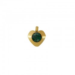 Stainless Steel 316 Charm Heart w/ Green Crystal 8mm