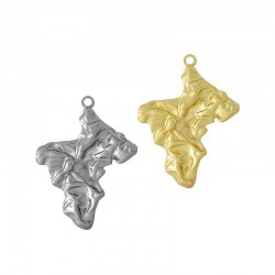 Brass Pendant Irregular Hammered 28x37mm