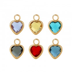Brass Heart Setting w/ Glass Stone 6.5mm