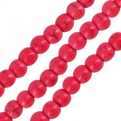 Howlite Bead Round Red 8mm (Ø~1.6mm) (~50pcs)