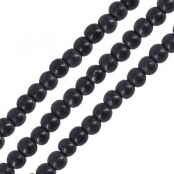 Howlite Bead Round Black 4mm (~Ø1.2mm) (~100pcs)