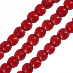 Howlite Bead Round Red 10mm (Ø1.6mm) (~38pcs)