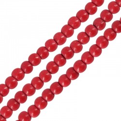 Howlite Bead Round Red 3mm (Ø~0.5mm) (~130pcs)