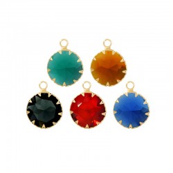 Brass Round Setting w/ Glass Stone 15mm