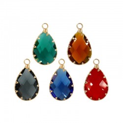 Brass Drop Setting w/ Glass Stone 14x20mm