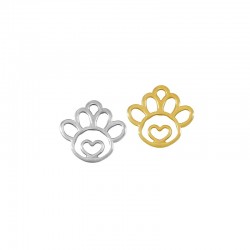 Stainless Steel 304 Charm Paw w/ Heart 16x15mm