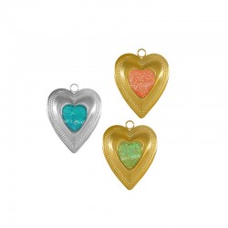 Stainless Steel 304 Charm Heart w/ Enamel 17x21mm