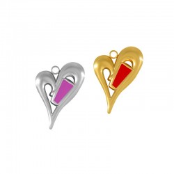 Stainless Steel 304 Charm Heart w/ Enamel 17x24mm
