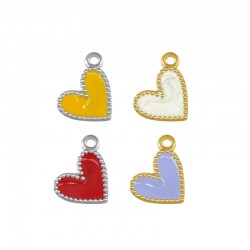 Stainless Steel 304 Charm Heart w/ Enamel 12x13mm