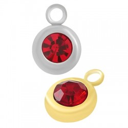 Breloque Ronde avec cristal 8mm en Acier Inoxydable 304