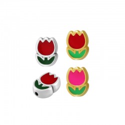 Zamak Slider Flower Tulip w/ Enamel 7.2x9.4mm (Ø1.3mm)