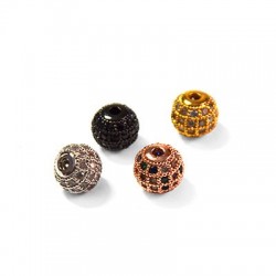 Brass Bead with Rhinestones 8mm Ø1.8mm