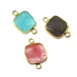 Pendant Stone Square with 2 Loops Connector 16mm