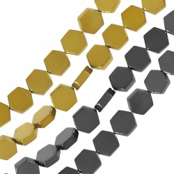 Αιματίτης Χάντρα Εξάγωνο Επίπεδο 6.4x8mm (Ø1mm) (~48τμχ)
