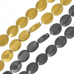 Hematite Bead Oval Flat Faceted 8.4x10mm (Ø1.1mm) (~40pcs)