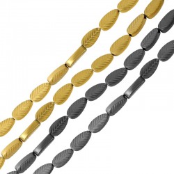 Hematite Slider Leaf 4x8mm (Ø0.8mm) (~50pcs)