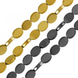 Αιματίτης Χάντρα Οβάλ Επίπεδη 6x8mm (Ø1.1mm) (~52τμχ)