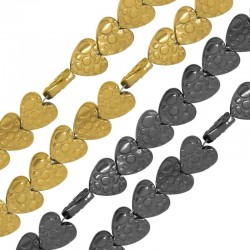 Hematite Slider Heart Spotted 8mm (Ø0.8mm) (~55pcs)