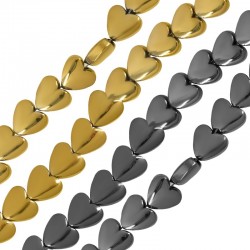 Hematite Slider Heart Flat 9.5x9.3mm (Ø1.1mm) (~46pcs)