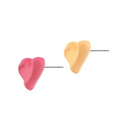Acrylic Earring Heart w/ Rubber Effect 19x18mm