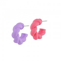 Acrylic Earring Twisted Hoop w/ Rubber Effect 27x23mm