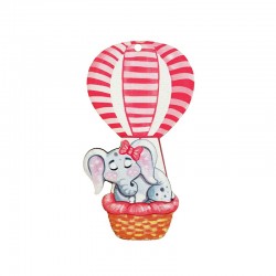Wooden Pendant Balloon Elephant  44x80mm