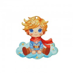 Wooden Pendant Boy & Cloud 67x70mm