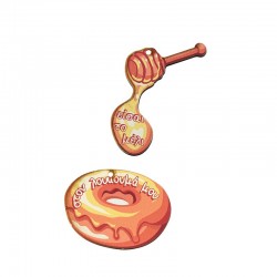 Wooden Pendant Honey 38x52mm & Donut 50x38mm (2pcs/Set)