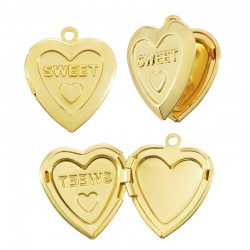 Brass Charm Heart “Sweet” Openable 19mm