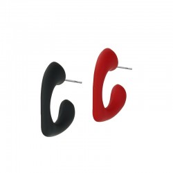Acrylic Earring Hoop w/ Heart Rubber Effect 32x29mm