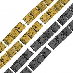 Lava Bead Cube Gold Antique 4mm Ø1.1mm (~96pcs)