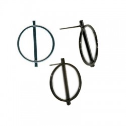 Brass Earring Round w/ Bar 20x25mm