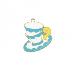 Pendentif en Zamak Émaillé en Forme de Tasse à thé 32 x 30 mm