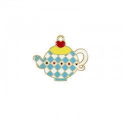 Pendentif en Zamak Émaillé en Forme de Théière 30 x 25 mm